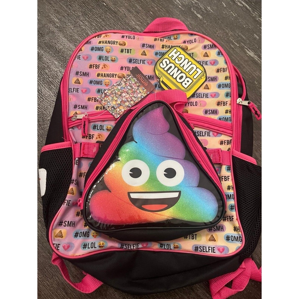 Emoji Backpack with Matching Lunchbag NWT